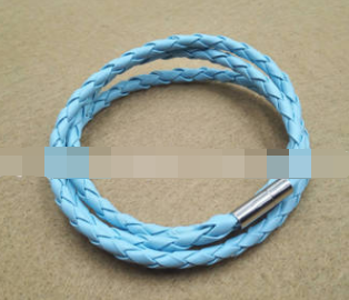 4MM Three Circle Simple Multi-layer Winding Plug Buckle Woven Leather Multi-color Bracelet