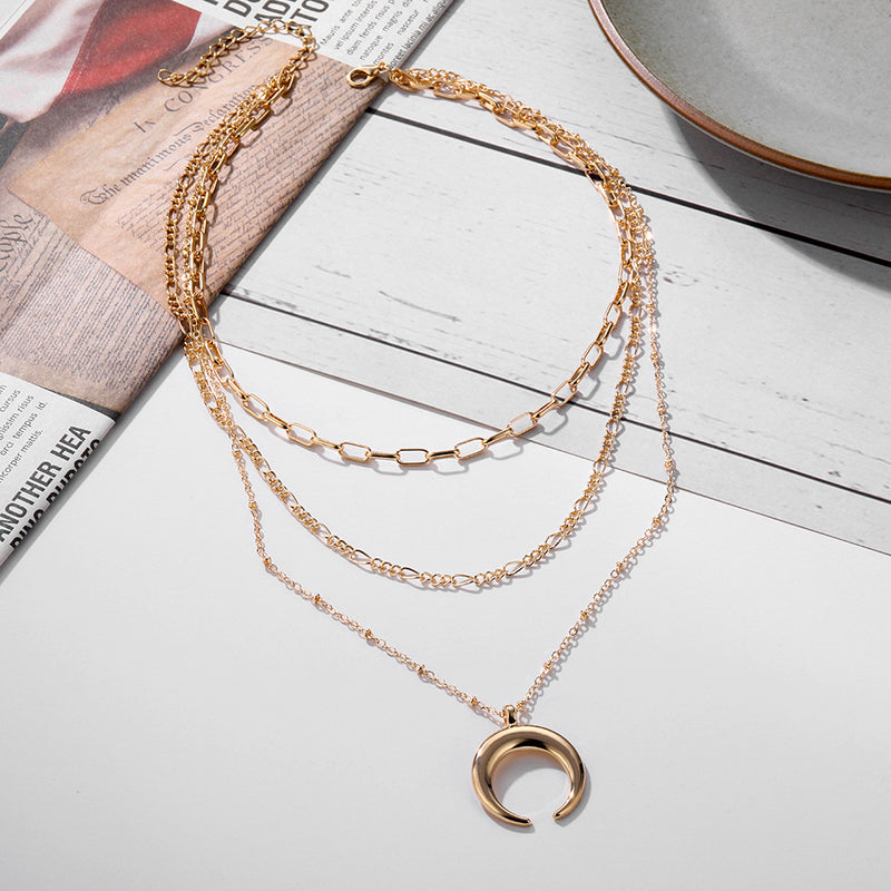 Korean Jewelry Multi-Layer Chain Head Pendant Necklace