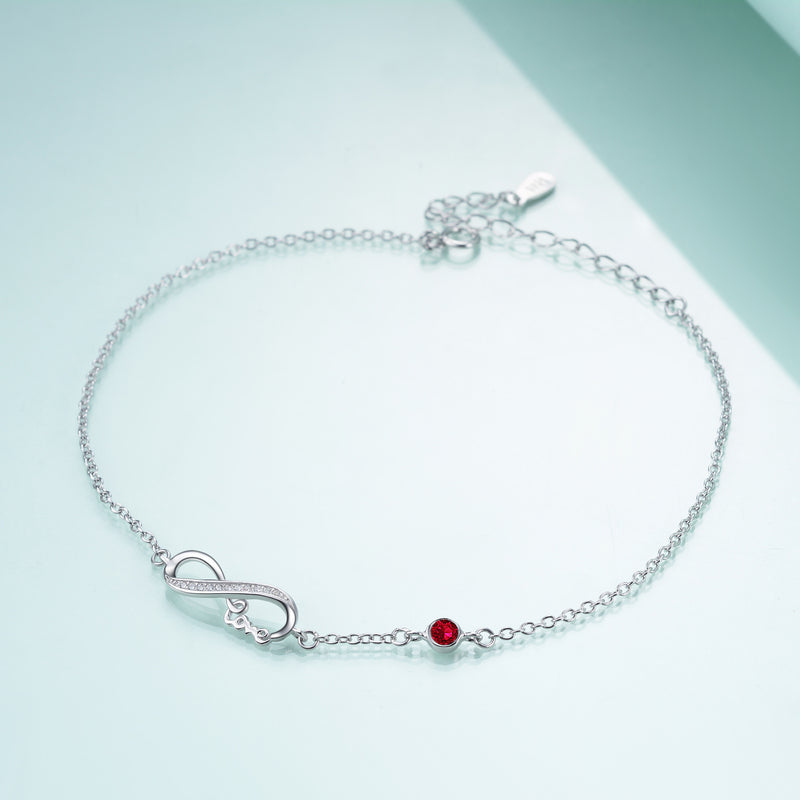 Infinity Anklet Bracelet for Women 925 Sterling Silver Charm Adjustable Anklet
