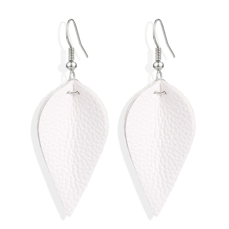 Leaf-shaped leather earrings