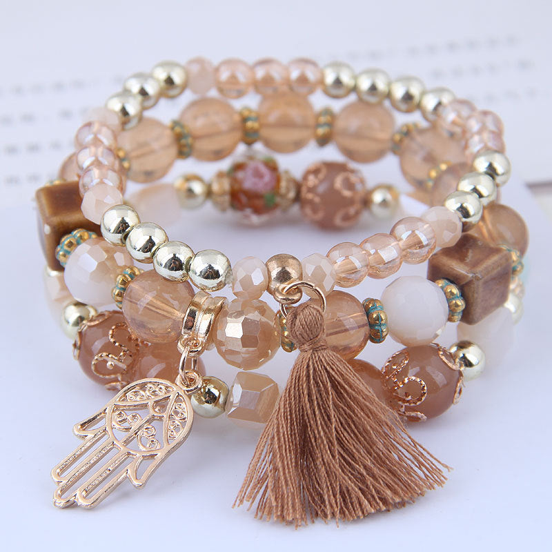 Bohemian spring and summer multi-layer stretch rope handmade beaded bracelet