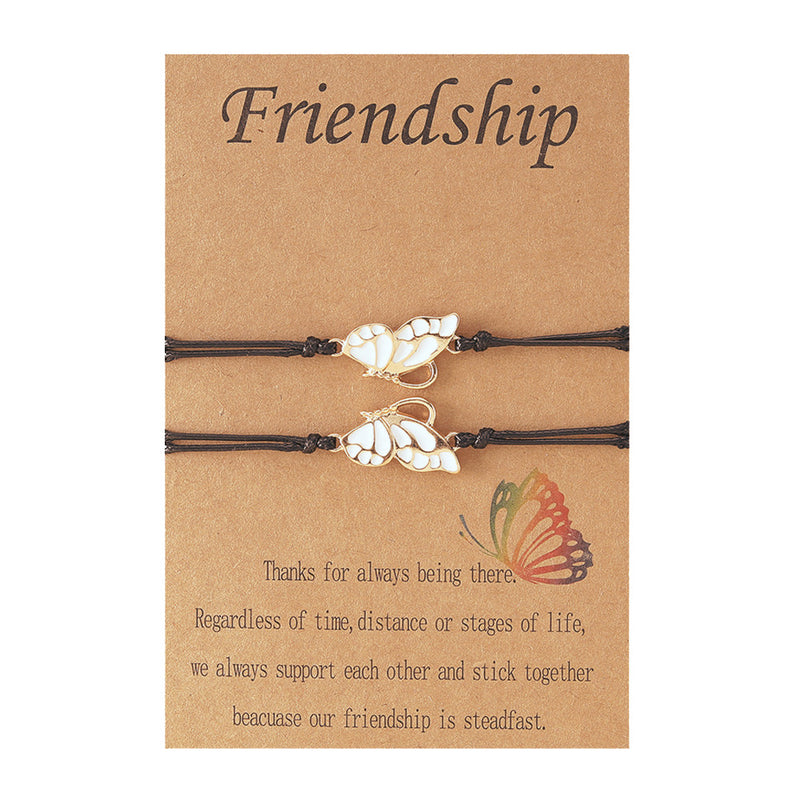 Women's Fashion Rainbow Drip Butterfly Shaped Hand Braided Bracelet