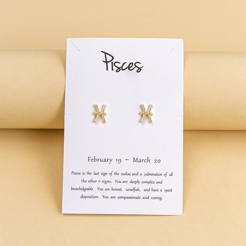 Twelve Constellation Earrings Gold And Silver 12 Zodiac