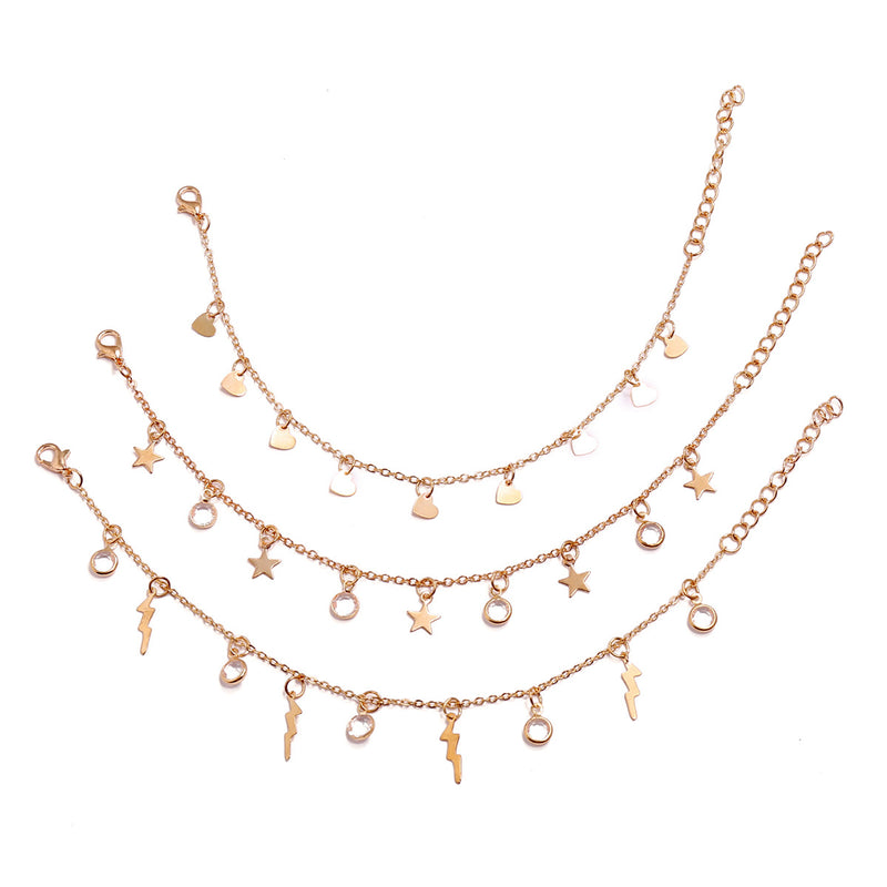 Tassel multilayer three-piece anklet