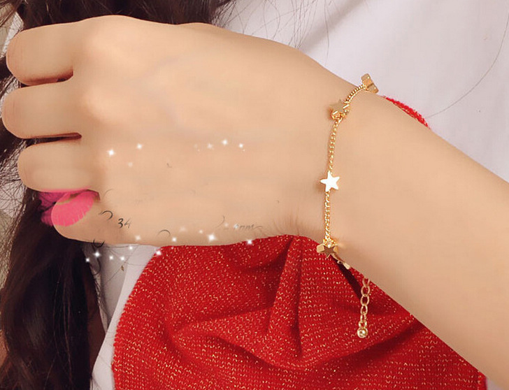 Fashion Golden Five-pointed Star Heart Bracelet Love Bracelet Korean Small Lady Stars Anklet Anklet Jewelry