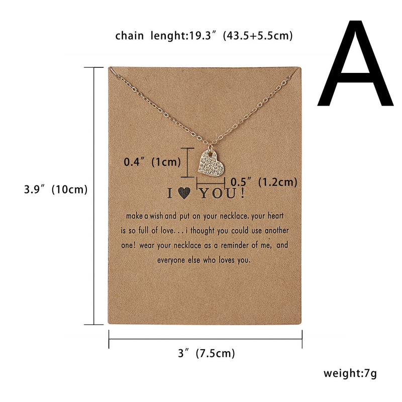 Paper Card Love Heart Alloy Necklace Clavicle Chain