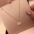 Korean Fan Necklace Diamond Clavicle Necklace Full Rhinestone Small Skirt Fan Shape Pendant Necklace