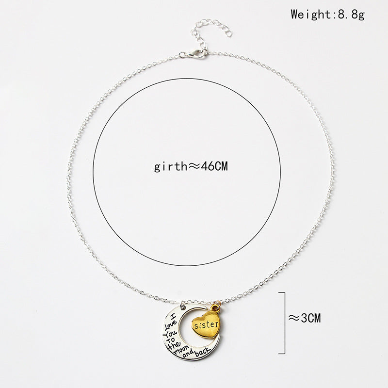 Moon Love English Pendant Necklace