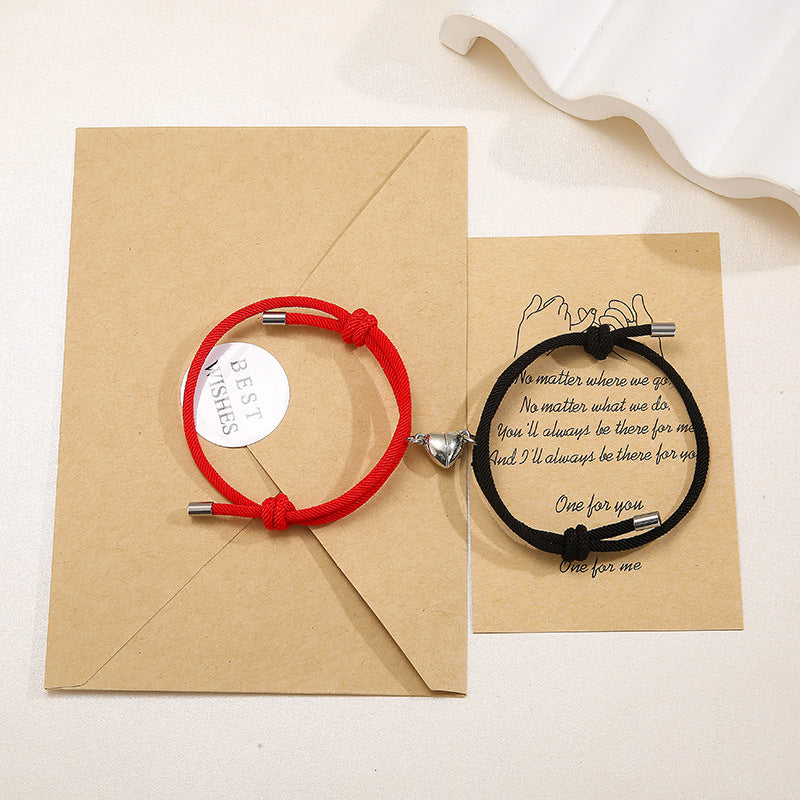 Simple Nylon Love Couple Magnetic Bracelet