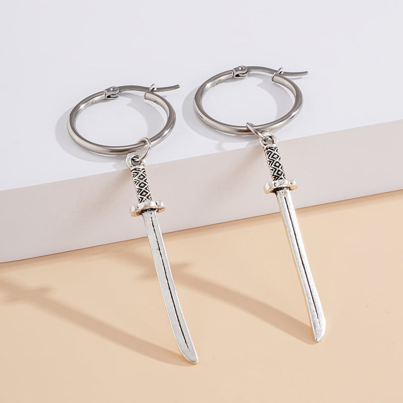 Exaggerated Personality Long Cross Sword Earrings