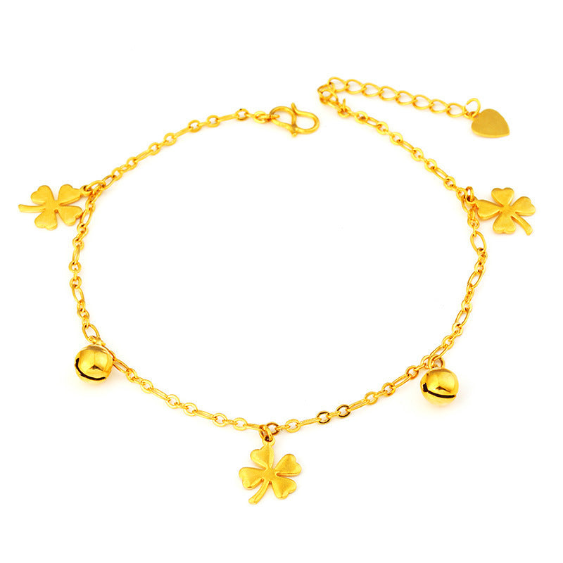 Four Leaf Clover Vietnam Sand Gold Anklet