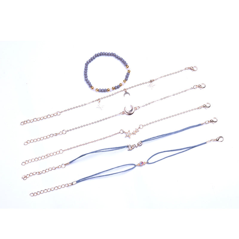 Letter Pendant Woven Beaded Combination Six-Piece Female Bracelet