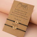 Simple Alloy Sun And Moon Wax Wire Weaving Adjustable Card Lovers Bracelet