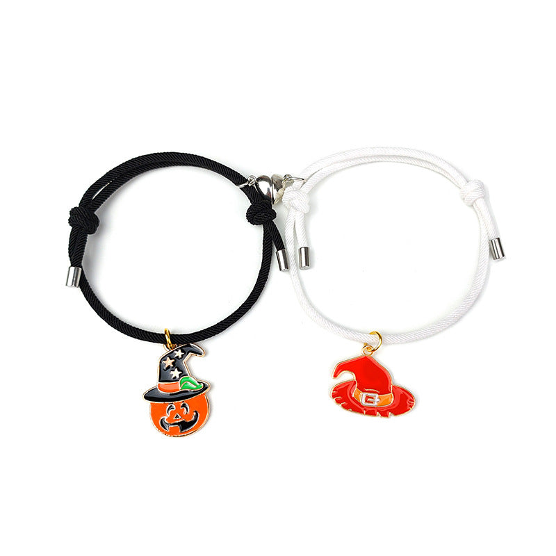 Halloween-inspired Couple Rope Bracelets with Magnetic Attraction