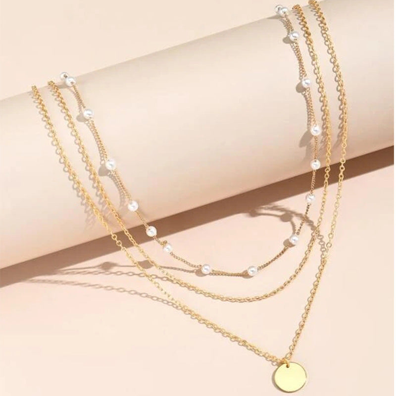 Ladies Pearl Clavicle Chain Double Layer Necklace