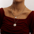 Jewelry Trend Multilayer Diamond Claw Chain Shaped Pearl Pendant Necklace