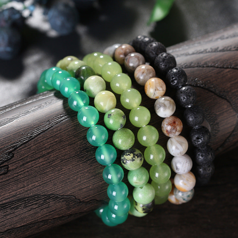 Fashion Simple Volcanic Stone Green Agate Bracelet