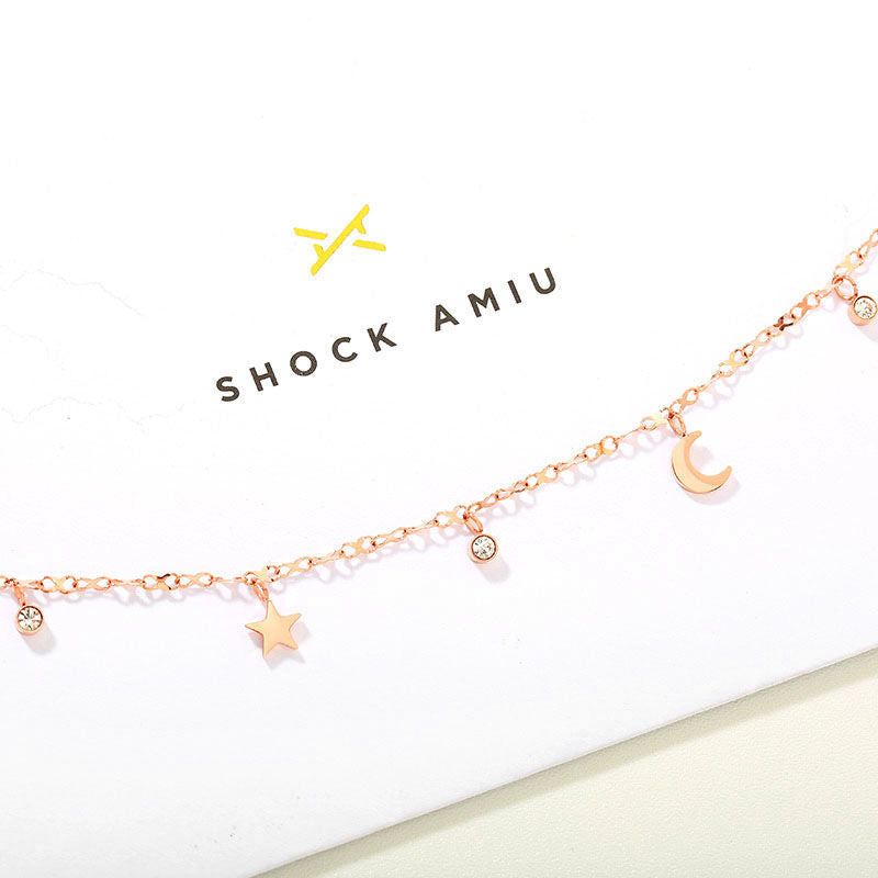 Star And Moon Transport Titanium Steel Anklet