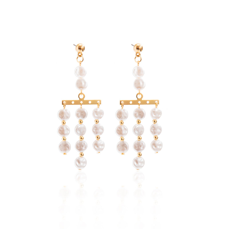 Baroque Fashion Pearl Tassel Earrings Temperament