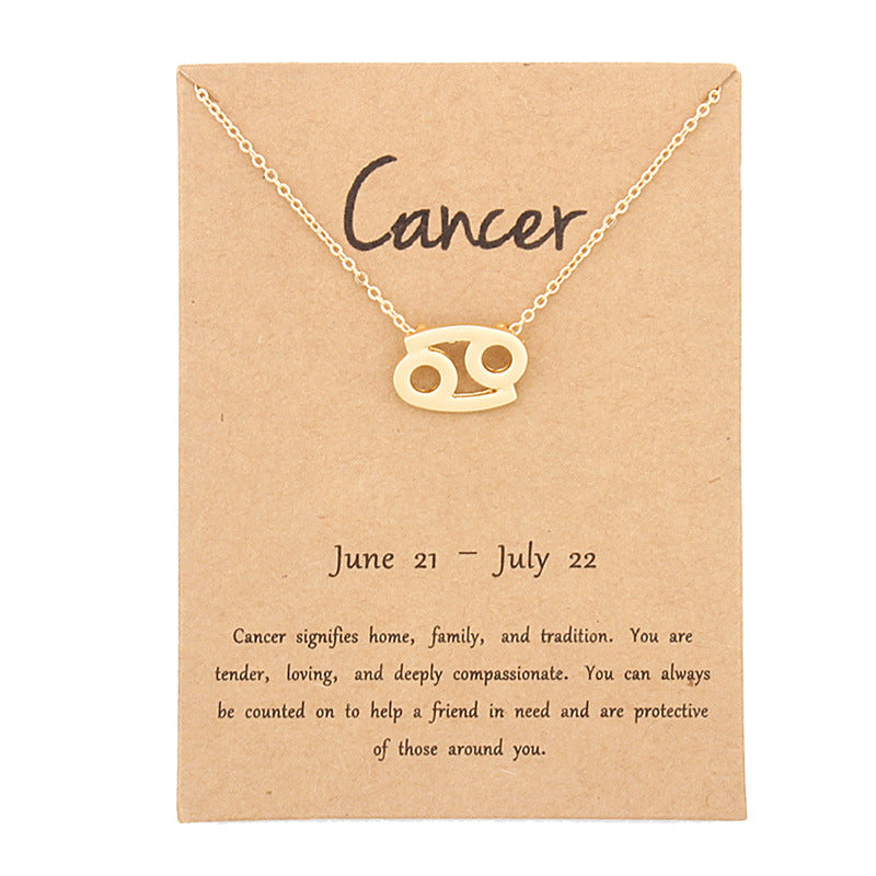 Zodiac Simple Gold Alloy Pendant Necklace