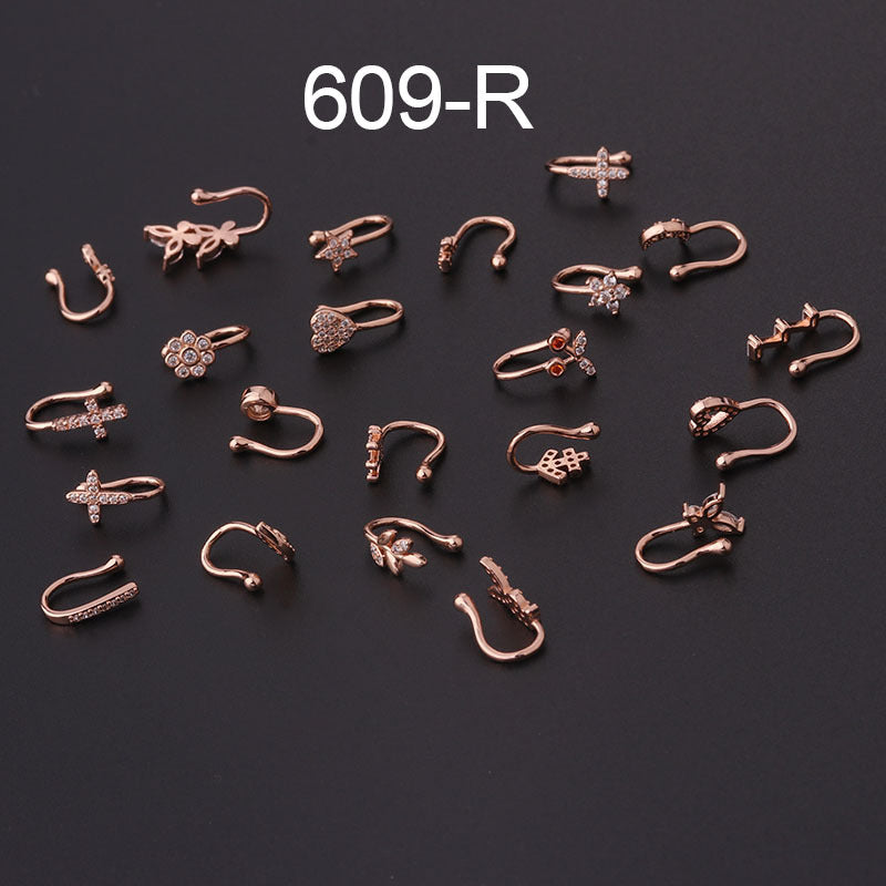 New Micro-inlaid Zircon U-shaped Nose Ear Bone Clip