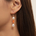 Simple Ethnic Style Small DaisyPearl Pendant Earrings