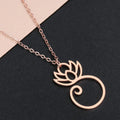 Stainless Steel Female Yoga Lotus Pendant Necklace Clavicle Chain