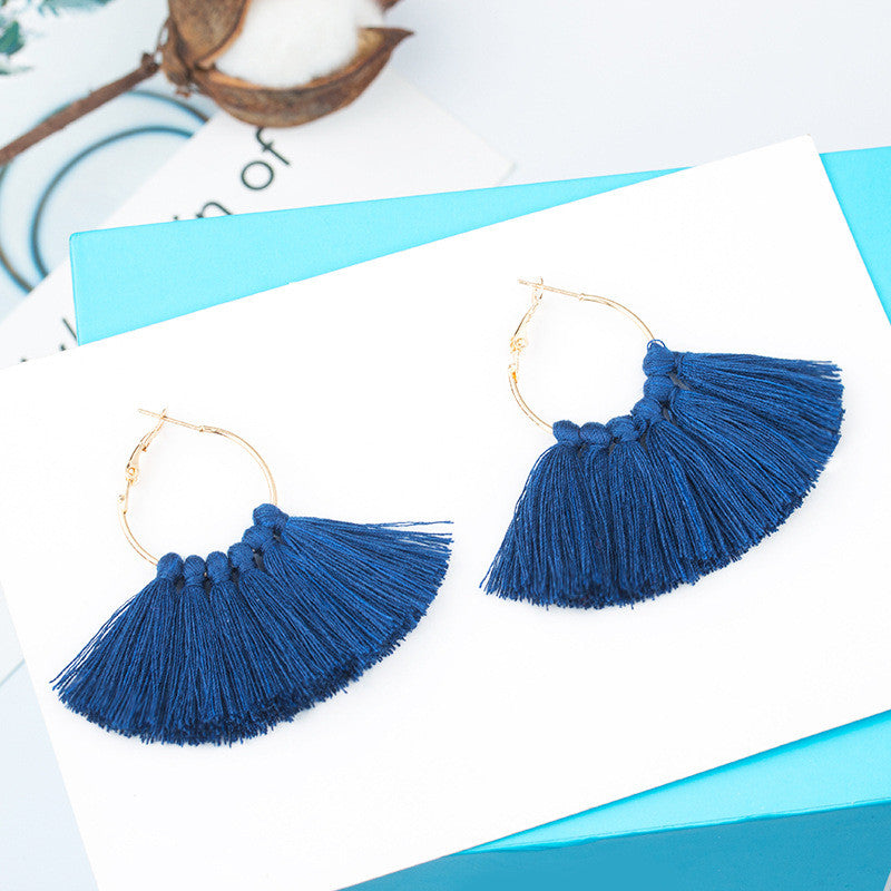 Bohemian Fan-Shaped Tassel Earrings