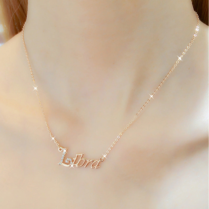 Letter Necklace Alloy Diamond Net Red Trend Small Design Light