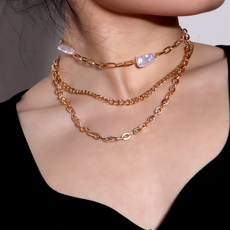 Cross-border Jewelry Fashion Trend Special-shaped Pearl Necklace Women