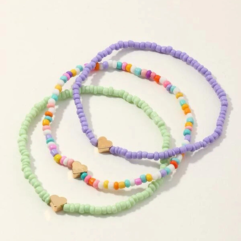 Fashion Personality Simple Rice Bead Heart-shaped Anklet Beach