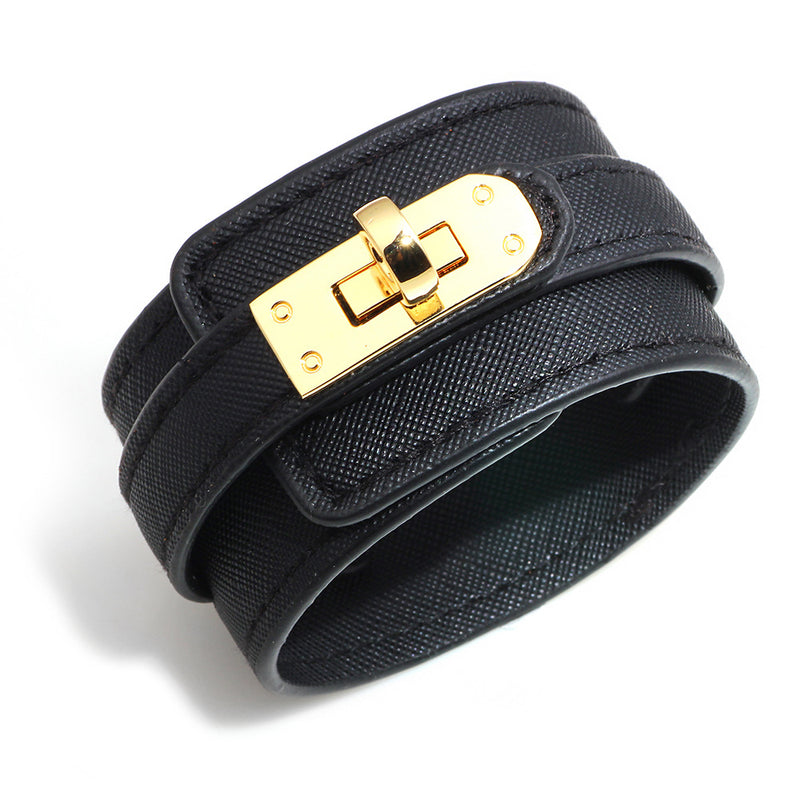 All-match wide leather bracelet