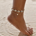 Shell beads push-pull anklet