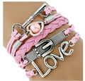 Bracelet Key Belt Buckle love Pearl Alloy Accessories Handmade Multilayer Braided Bracelet