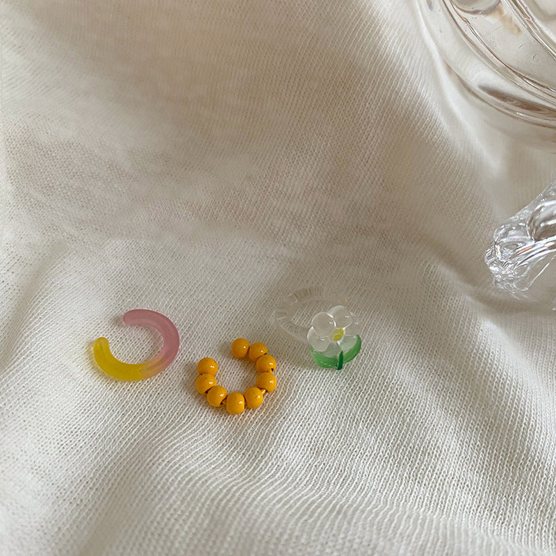 Color Acrylic Flowers Cute Sweet Girl Ear Clip