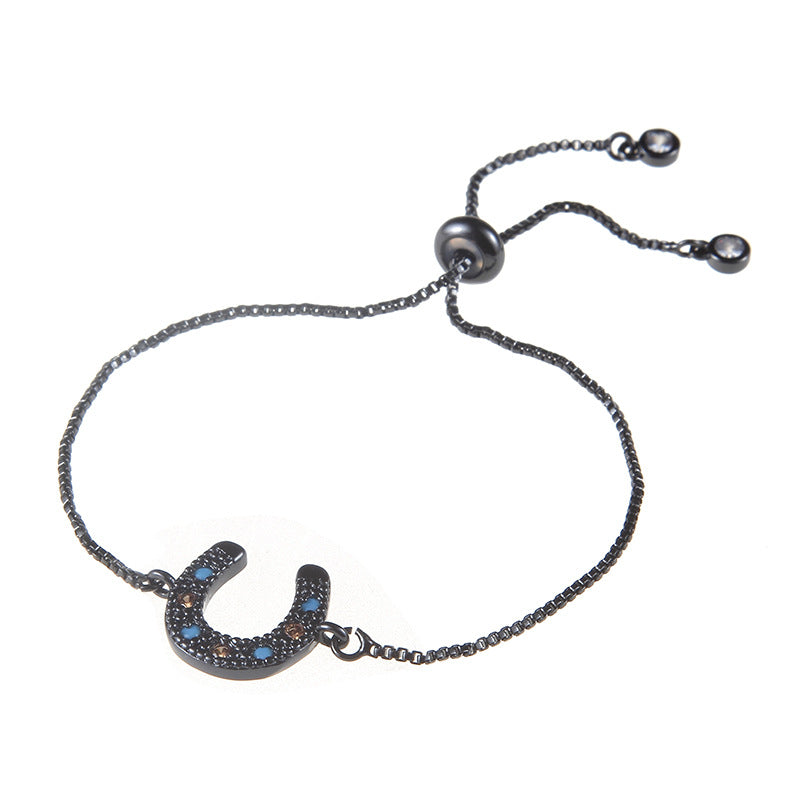 Micro inlaid U-shaped horseshoe colored diamond bracelet