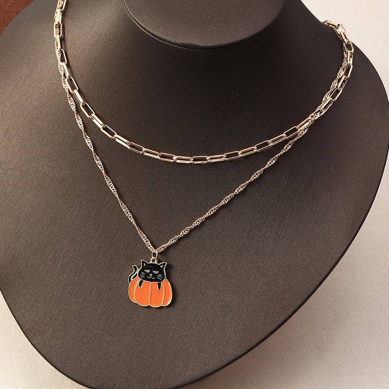 Creative Fun Cat Pumpkin Pendant Clavicle Chain