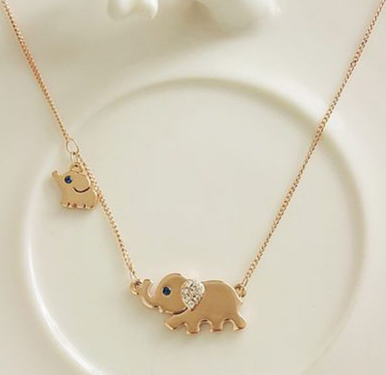 Sweater chain cute elephant crystal short necklace