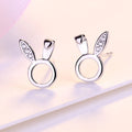 Korean Version Of Small  Diamond Studded Zircon Silver Earrings