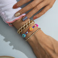 Vintage Cuban Full Diamond Chain Bracelet Set
