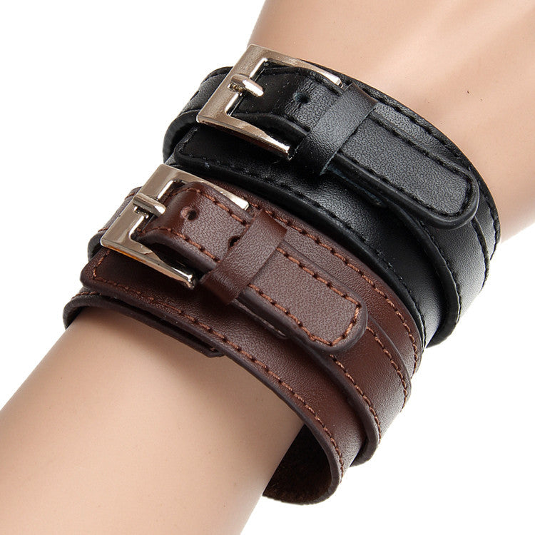 Casual Punk Wide Leather Bracelet