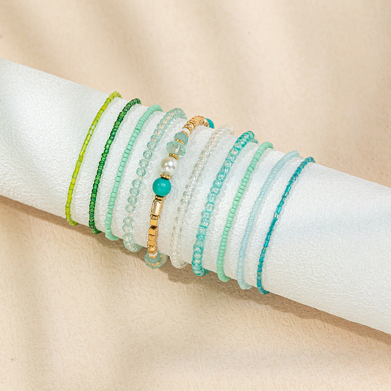 Women's Boho Beads Contrast Stacking Bracelet Set