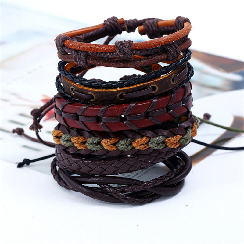 DIY six - piece multi - layer leather bracelet