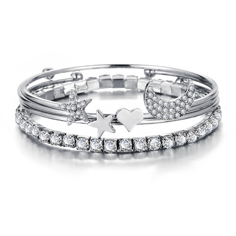 Stars and moon four-piece bracelet set