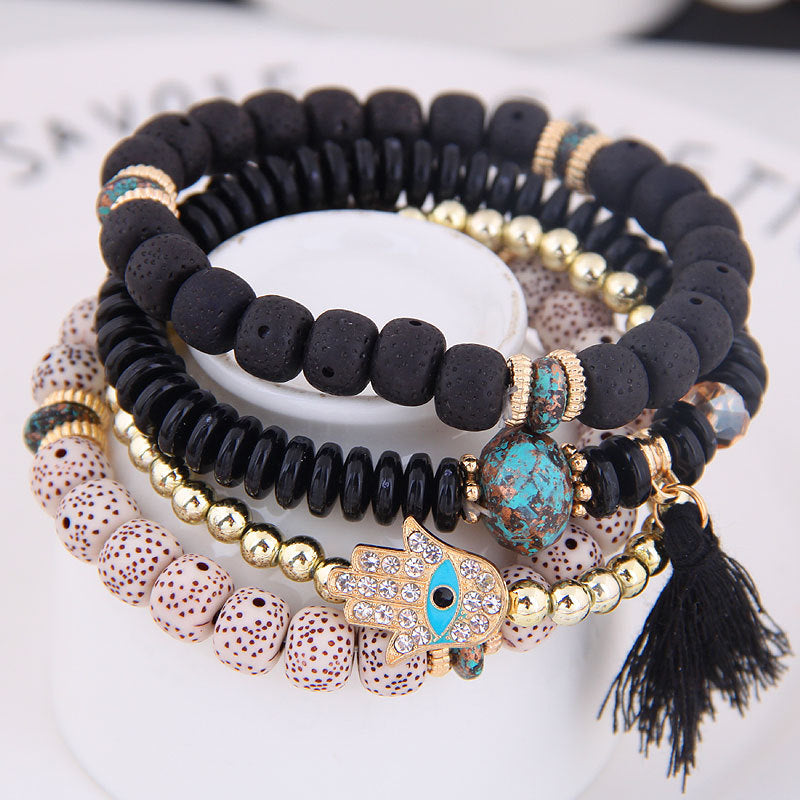 Bohemian spring and summer multi-layer stretch rope handmade beaded bracelet