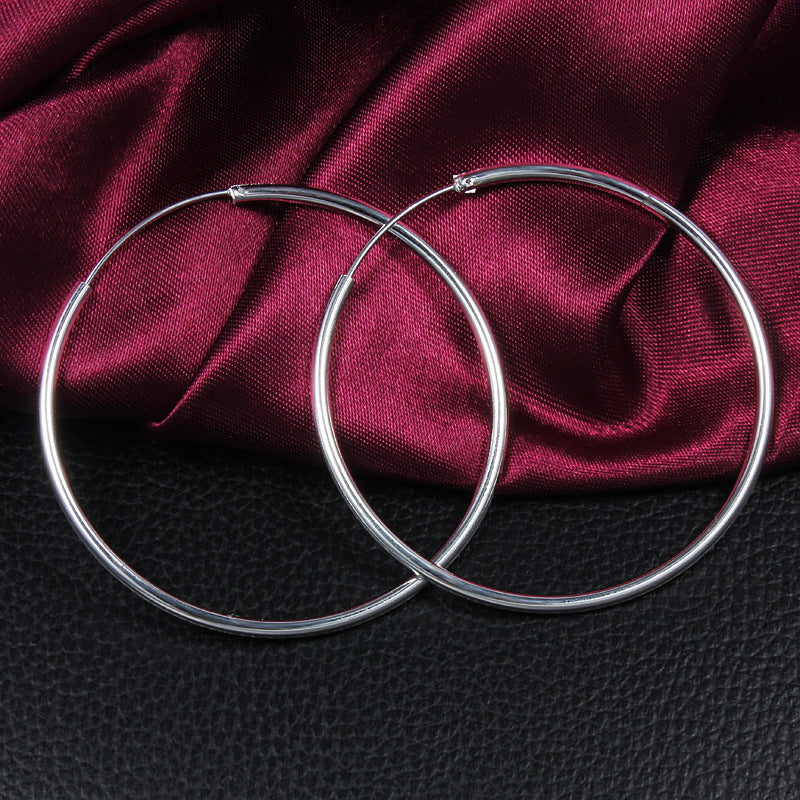 Round earrings Korean star accessories European and American earrings 925 silver plated