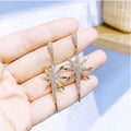 Fashionable Feminine Eight-pointed Star Long Silver Needle Earrings