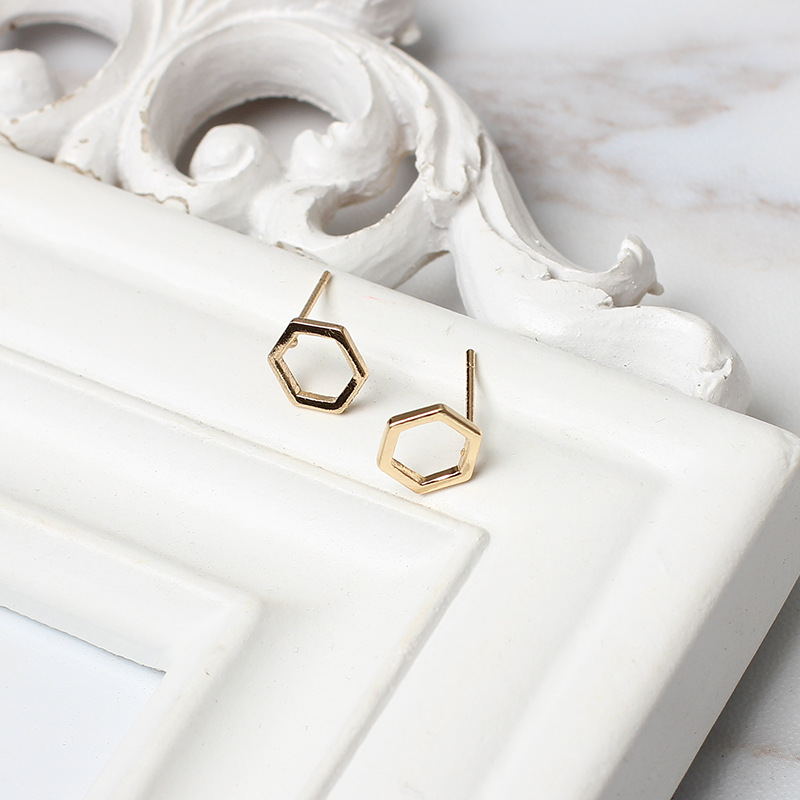 Simple Fashion Geometric Hexagon Stud Earrings