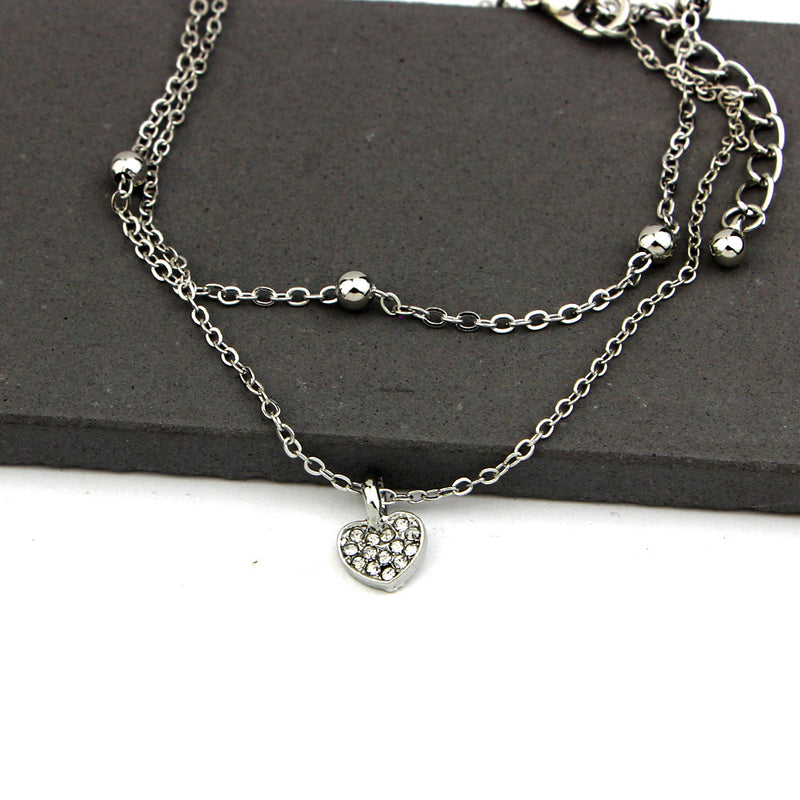 Cute heart love double layer anklet