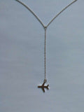 Women's long small airplane necklace